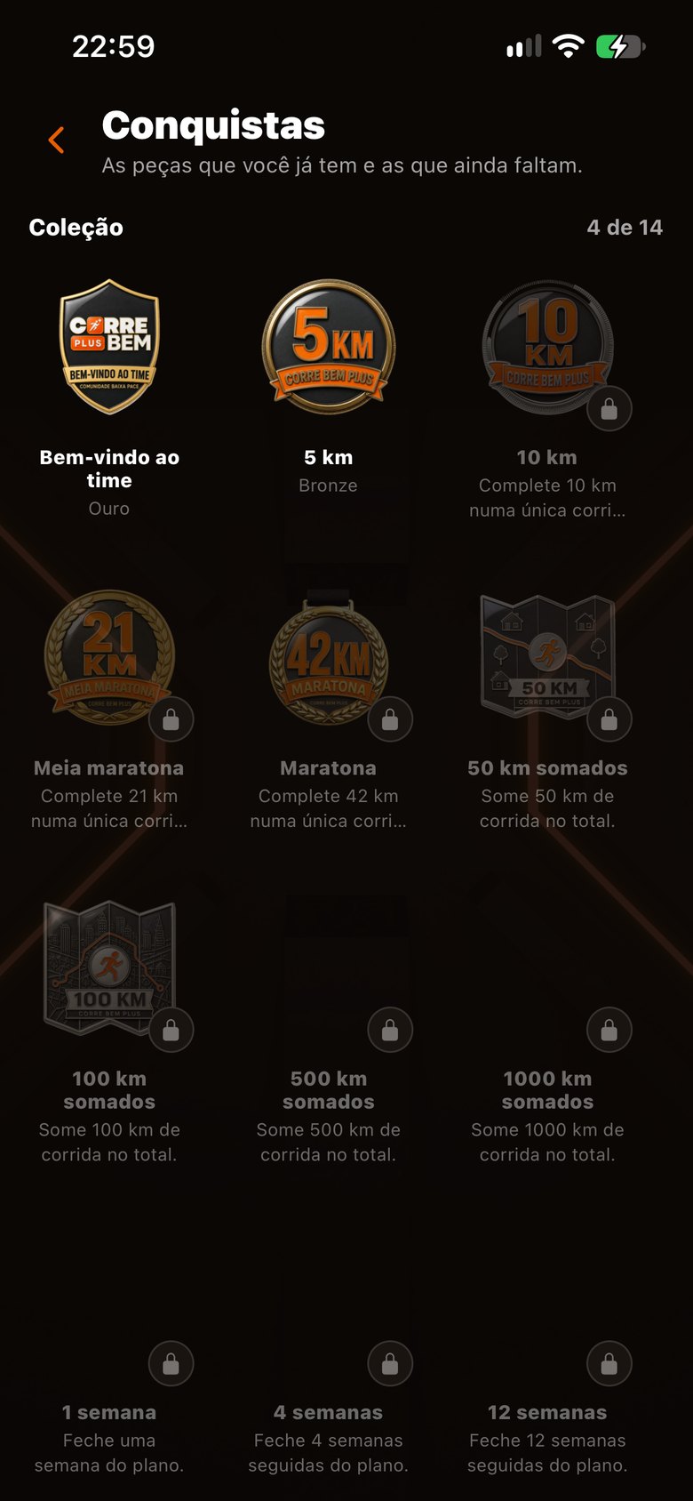 Tela de conquistas